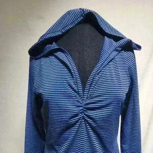 Prana Small‎ Perry Stripe Hooded Pullover Quick Dry Wicking Top Long Sleeves